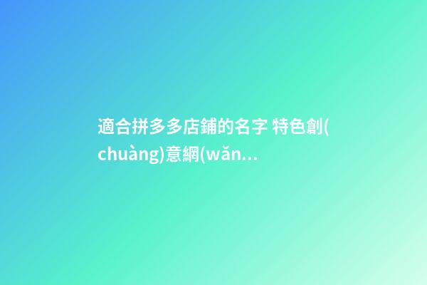 適合拼多多店鋪的名字 特色創(chuàng)意網(wǎng)店名字-名學(xué)網(wǎng)-第1張-店鋪起名-玄機(jī)派